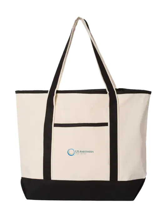 Natural/Black Large Canvas Deluxe Tote w/US Anesthesia Partners Logo
