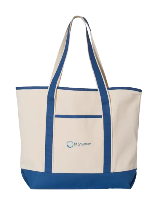 Natural/Royal Large Canvas Deluxe Tote w/US Anesthesia Partners Logo