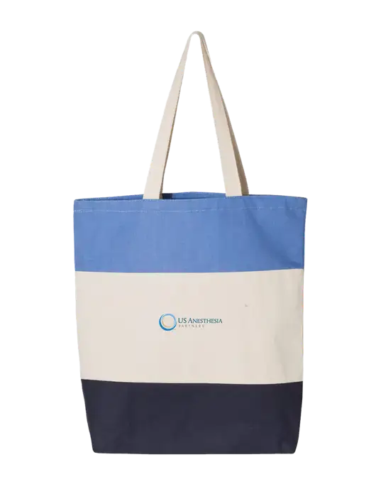 Light Blue/Natural/Navy Tri-Color Tote  w/US Anesthesia Partners Logo