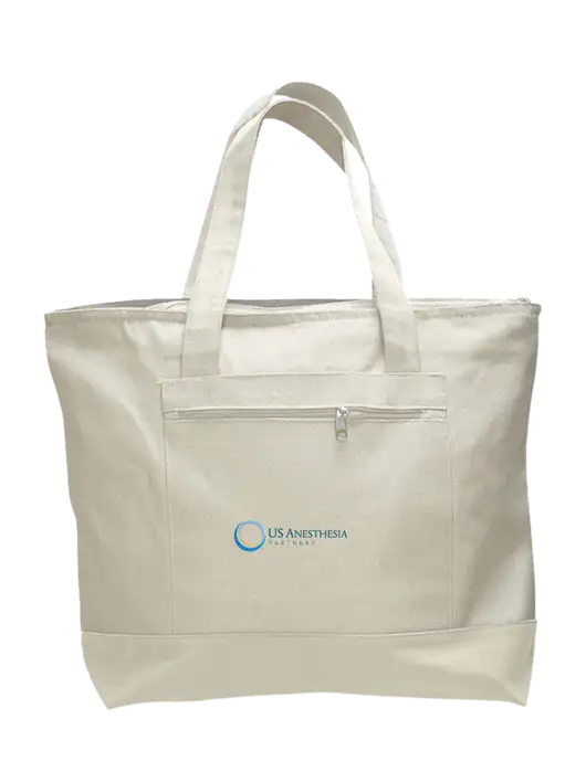 Natural Zippered Tote  w/US Anesthesia Partners Logo