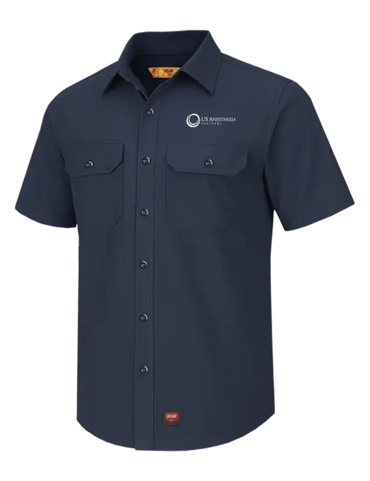Red Kap Navy Short Sleeve Solid Ripstop Shirt w/US Anesthesia Partners Logo