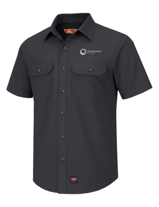 Red Kap Charcoal Short Sleeve Solid Ripstop Shirt w/US Anesthesia Partners Logo