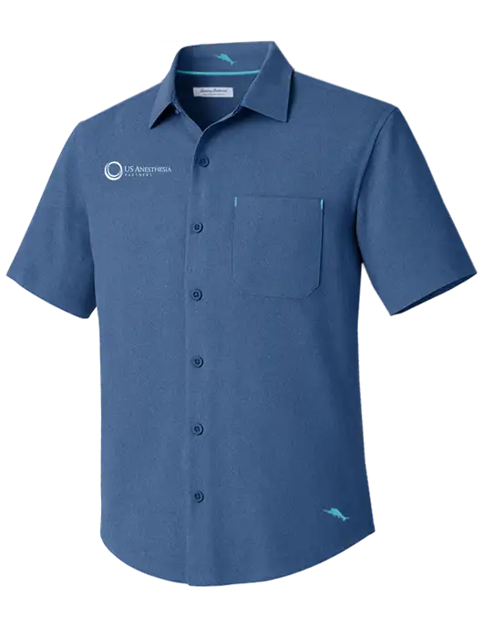 Tommy Bahama Light Navy Sandy Point Short Sleeve Shirt w/US Anesthesia Partners Logo