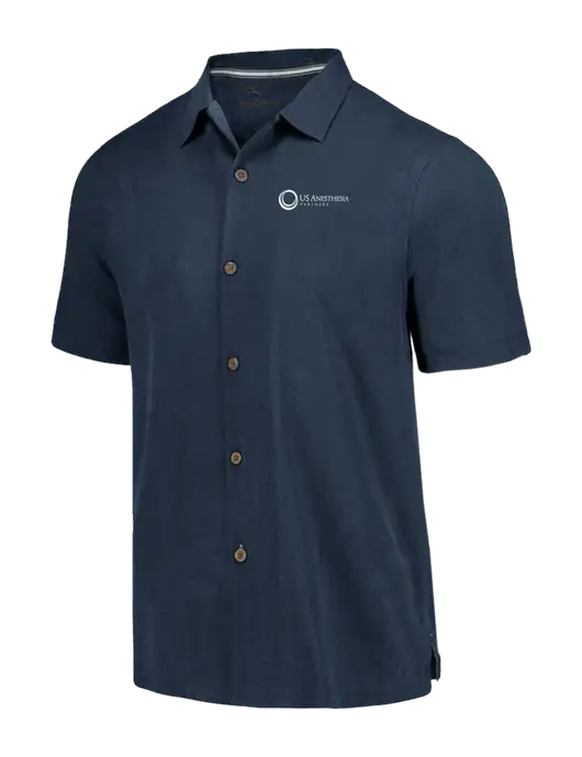 Tommy Bahama Navy Tropic Isles Short Sleeve Shirt w/US Anesthesia Partners Logo