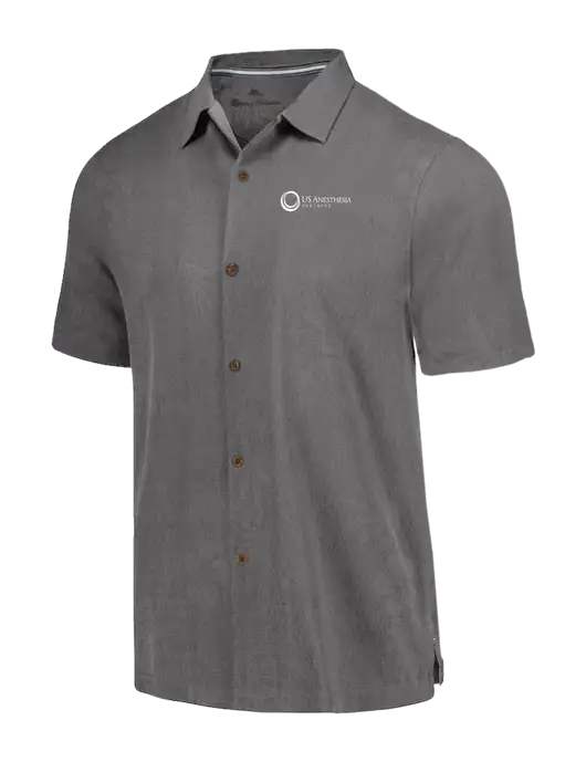 Tommy Bahama Dark Grey Tropic Isles Short Sleeve Shirt w/US Anesthesia Partners Logo