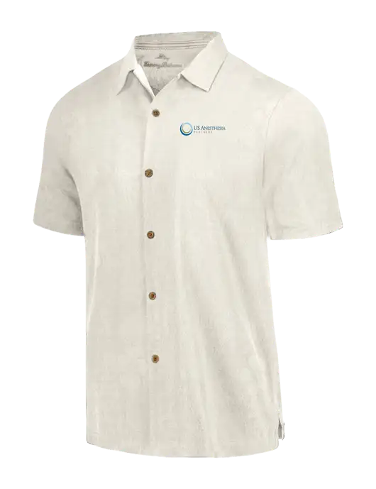 Tommy Bahama Ivory Tropic Isles Short Sleeve Shirt w/US Anesthesia Partners Logo