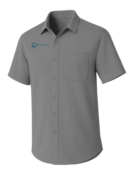 Light Grey Short Sleeve UV Dockside Shirt w/US Anesthesia Partners Logo