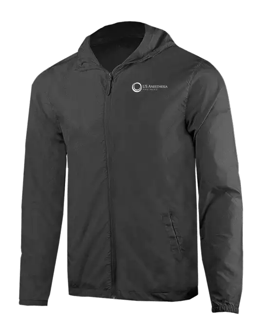 Rainy Day Ultra Lightweight Dark Grey Windbreaker Full-Zip Jacket w/US Anesthesia Partners Logo