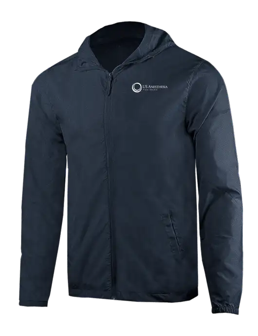 Rainy Day Ultra Lightweight Navy Windbreaker Full-Zip Jacket w/US Anesthesia Partners Logo