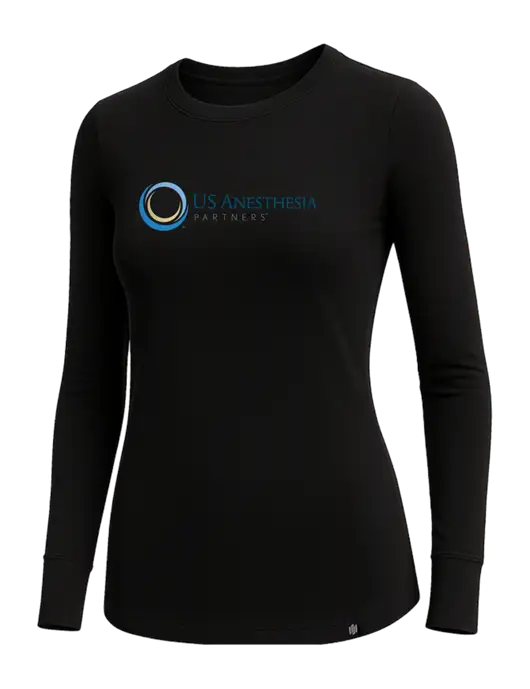 Jaanuu Womens RegenX Black Cotton Underscrub Long Sleeve T-Shirt w/US Anesthesia Partners Logo