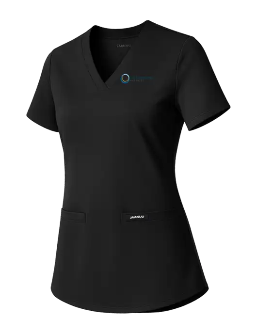 Jaanuu Womens Black Cesi Ultrasoft Scrub V-Neck Top w/US Anesthesia Partners Logo