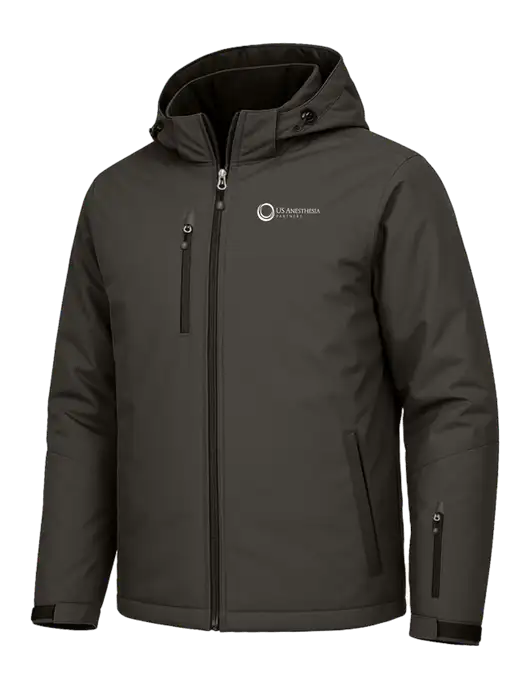 Cold Weather Vortex Dark Grey/ Black Waterproof 3-in-1 Jacket with Detachable Hood w/US Anesthesia Partners Logo, US Anesthesia Partners Logo