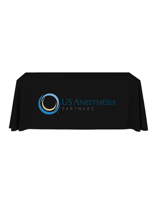 6' Stain-Resistant 4-Sided Black Table Cover w/US Anesthesia Partners Logo