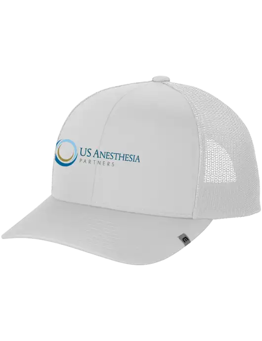 TravisMathew White Cruz Trucker Cap w/US Anesthesia Partners Logo