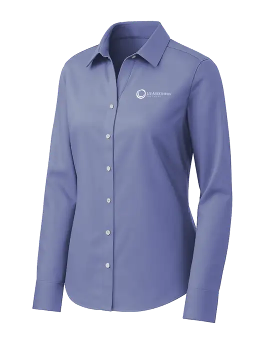Brooks Brothers Womens Royal Blue Wrinkle-Free Stretch Pinpoint Shirt w/US Anesthesia Partners Logo