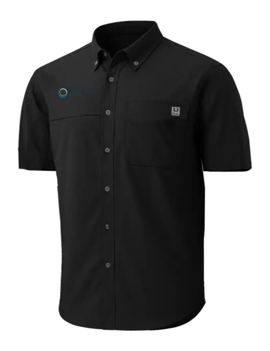 HUK Black Tide Point Short Sleeve Shirt w/US Anesthesia Partners Logo