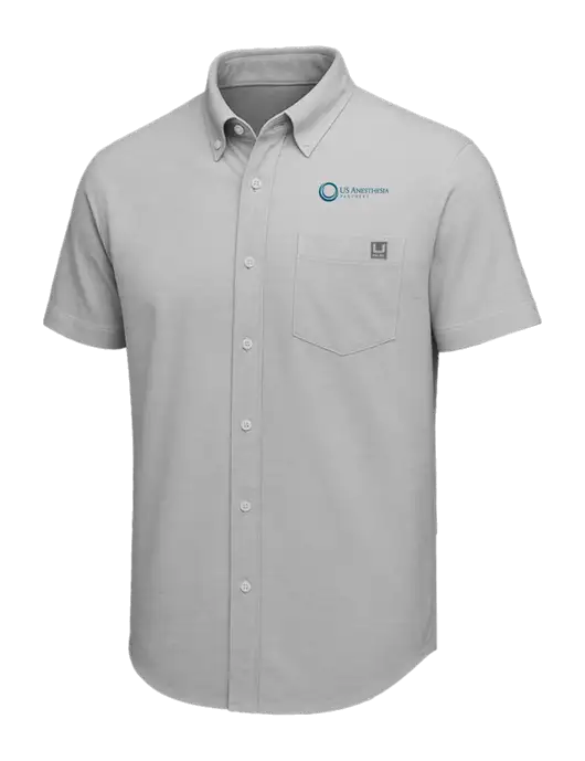 HUK Light Grey Kona Solid Shirt w/US Anesthesia Partners Logo