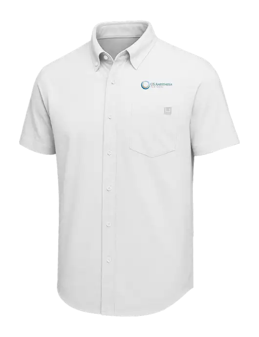 HUK White Kona Solid Shirt w/US Anesthesia Partners Logo