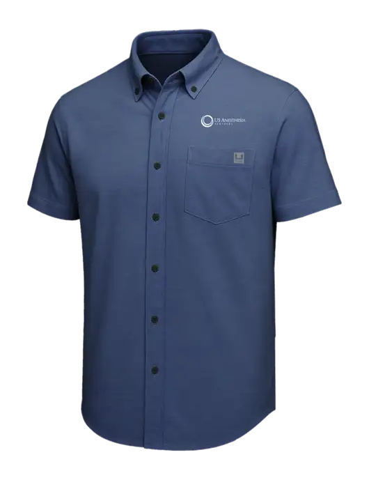 HUK Light Navy Kona Solid Shirt w/US Anesthesia Partners Logo