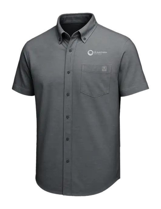 HUK Dark Grey Kona Solid Shirt w/US Anesthesia Partners Logo