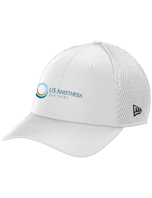 New Era 39THIRTY Performance Stretch White Mesh Cap w/US Anesthesia Partners Logo
