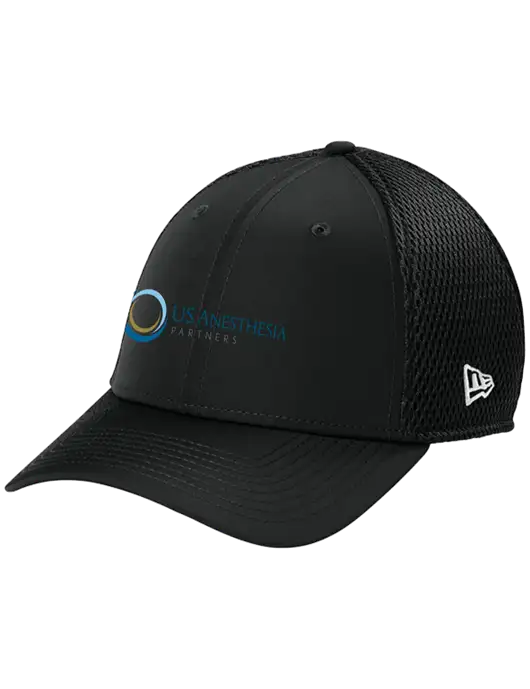 New Era 39THIRTY Performance Stretch Black Mesh Cap w/US Anesthesia Partners Logo