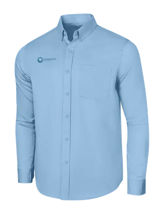 Long Sleeve Light Blue Superpro React Twill Shirt w/US Anesthesia Partners Logo