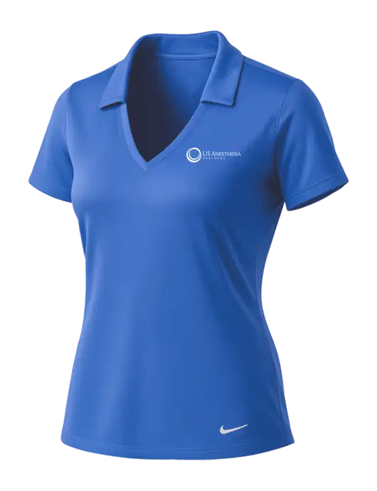 NIKE Light Royal Womens Dri-Fit Vertical Mesh Polo w/US Anesthesia Partners Logo