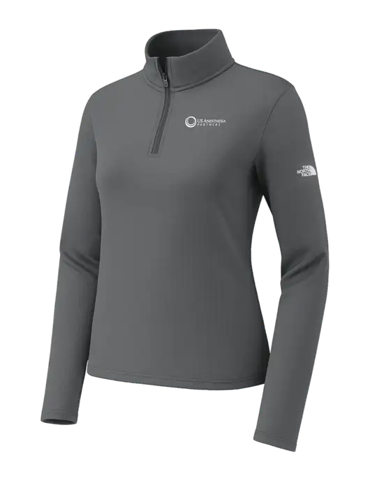 The North Face Womens Aim 1/4-Zip Dark Medium Grey Fleece w/US Anesthesia Partners Logo