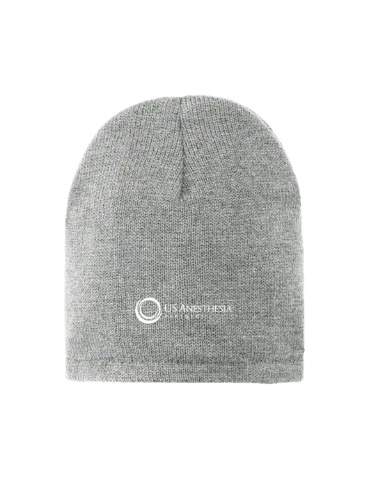 Dark Medium Grey Fleece-Lined Beanie Cap w/US Anesthesia Partners Logo