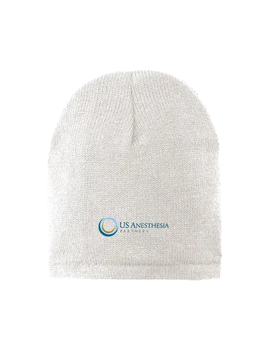 White Fleece-Lined Beanie Cap w/US Anesthesia Partners Logo