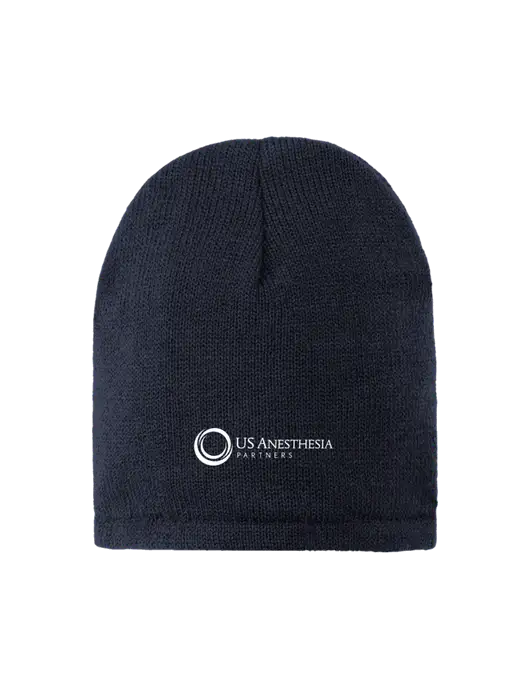 Dark Navy Fleece-Lined Beanie Cap w/US Anesthesia Partners Logo