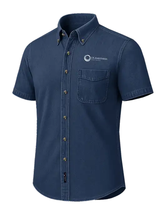 Short Sleeve Navy Denim Shirt w/US Anesthesia Partners Logo
