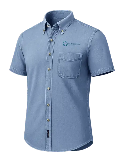 Short Sleeve Light Blue Denim Shirt w/US Anesthesia Partners Logo