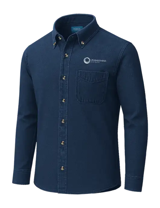 Long Sleeve Navy Denim Shirt
 w/US Anesthesia Partners Logo