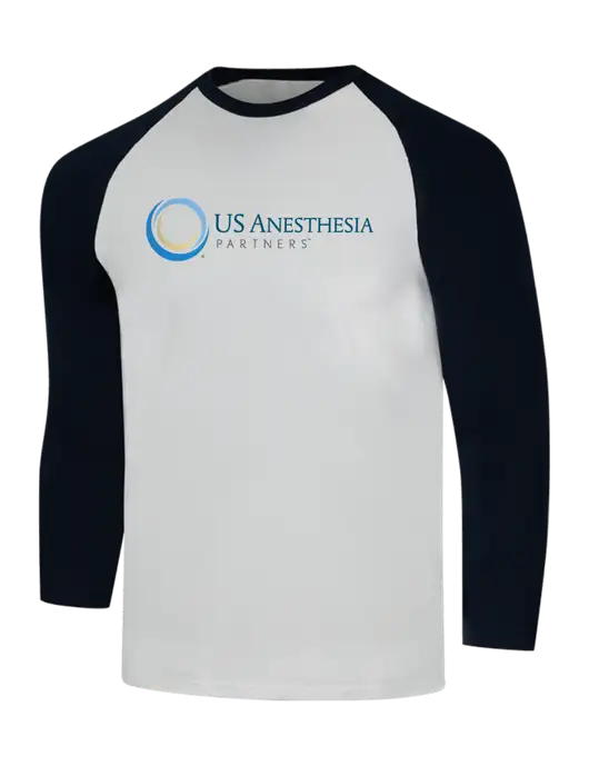 Simply Soft 3/4 Sleeve Black/White Ring Spun Cotton T-Shirt w/US Anesthesia Partners Logo
