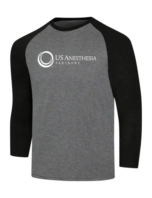 Simply Soft 3/4 Sleeve Black Frost/Grey Frost Ring Spun Cotton T-Shirt w/US Anesthesia Partners Logo