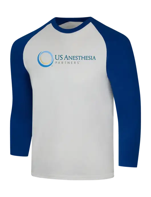 Simply Soft 3/4 Sleeve Dark Royal/White Ring Spun Cotton T-Shirt w/US Anesthesia Partners Logo