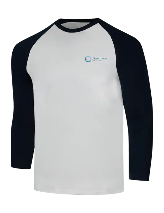 Simply Soft 3/4 Sleeve Black/White Ring Spun Cotton T-Shirt w/US Anesthesia Partners Logo