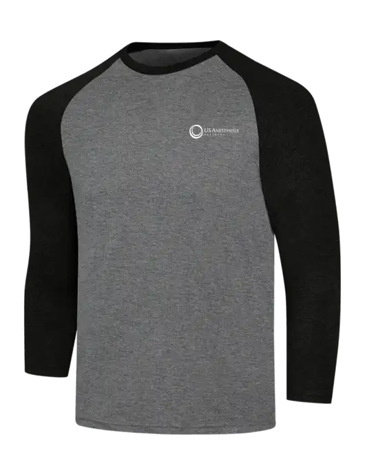 Simply Soft 3/4 Sleeve Black Frost/Grey Frost Ring Spun Cotton T-Shirt w/US Anesthesia Partners Logo