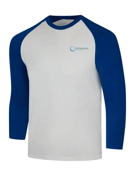 Simply Soft 3/4 Sleeve Dark Royal/White Ring Spun Cotton T-Shirt w/US Anesthesia Partners Logo