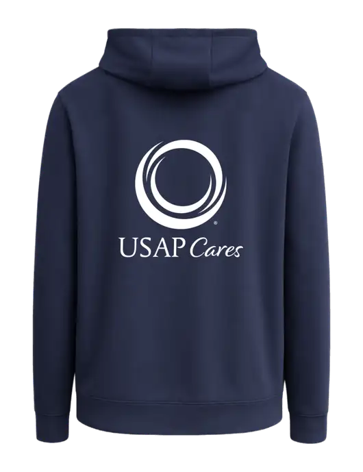 Navy Sport-Wick Fleece Hooded Pullover w/USAP Cares Logo, US Anesthesia Partners Logo