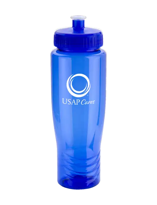 Roam Blue 28 oz Eco-Polyclear Bottle with Push Pull Lid w/USAP Cares Logo