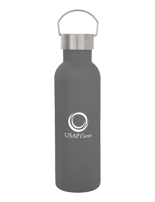 28 oz Medium Grey Bubbli Stainless Steel Bottle w/USAP Cares Logo