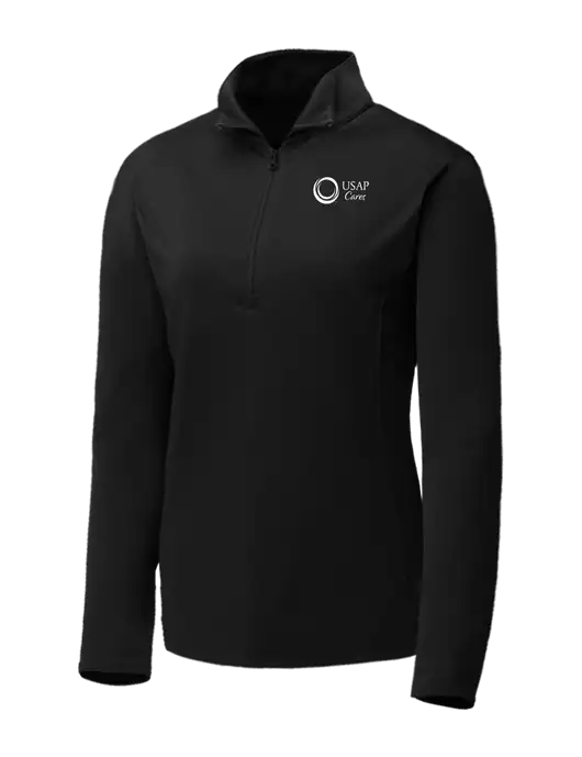 Black Womens Posicharge Competitor ¼ Zip Pullover w/USAP Cares Logo