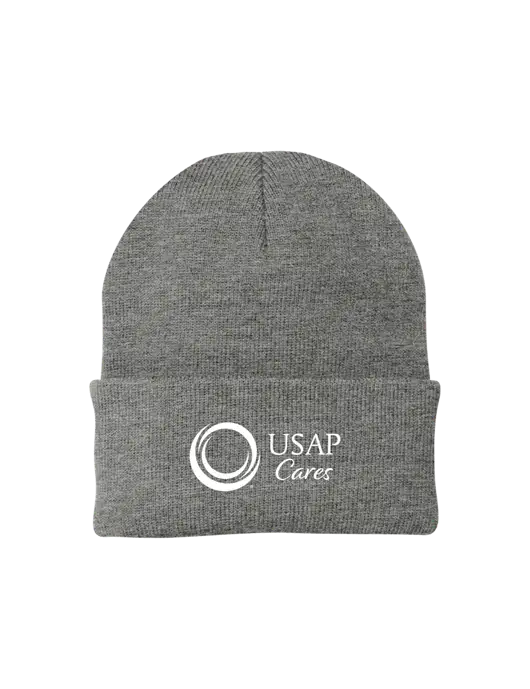 Medium Grey Heather Knit Cap w/USAP Cares Logo