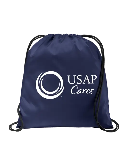 Drawstring  True Navy Cinch Pack w/USAP Cares Logo