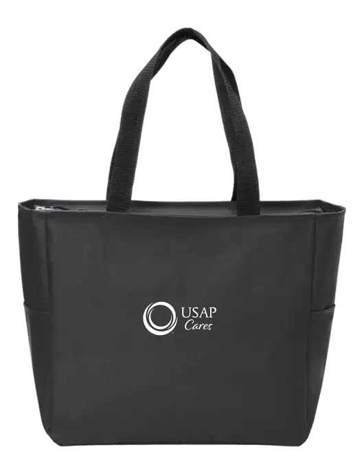 Everyday Black Zip Tote  w/USAP Cares Logo
