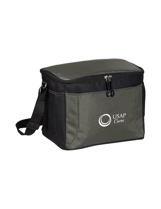 12 Can Grey/Black Cube Cooler w/USAP Cares Logo
