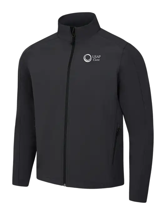 Black Charcoal Heather Core Soft Shell Jacket w/USAP Cares Logo